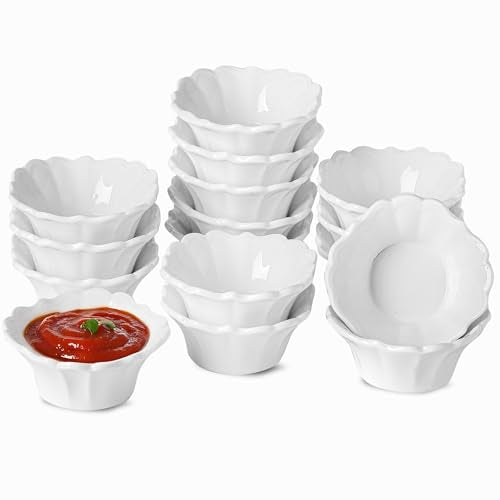 UIBFCWN 3.3oz White Dipping Bowl Set of 16, 3.7inch Ceramic Soy Sauce Dishes, Small Pinch Bowls for Condiment Sushi Olive Oil Ketchup, Dipping Sauce Cups/Bowls/Dishes for Kitchen - size: 3.3 oz/3.7 in Square-16 Pack