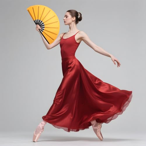 QIRMIZI 10PCS Large Folding Hand Rave Fan - Popping Fan Clacking Fans for Chinese Kung Fu, Tai Chi, Dance, Music Festivals,Carnivals, Weddings, EDM Events, Parties & Decorations,Orange - color: Orange