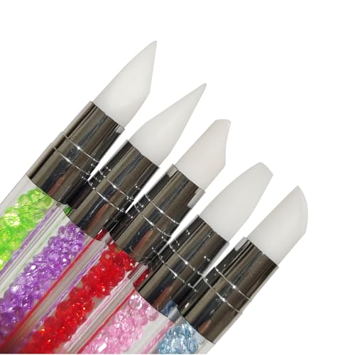 Nail Art Silicone Sculpting Pen and Dotting Pen Dual-ended Pen Kit 5 Pcs for Nail Salon or Home Nail design - color: M-5pcs