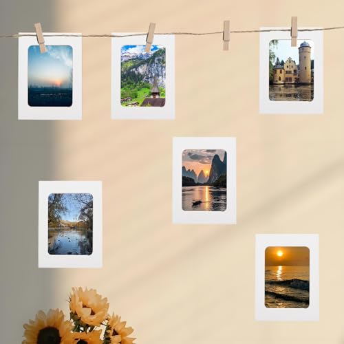 30Pcs 5x7Inch White Paper Photo Frames with String & Clips - color: White, size: 5x7inch