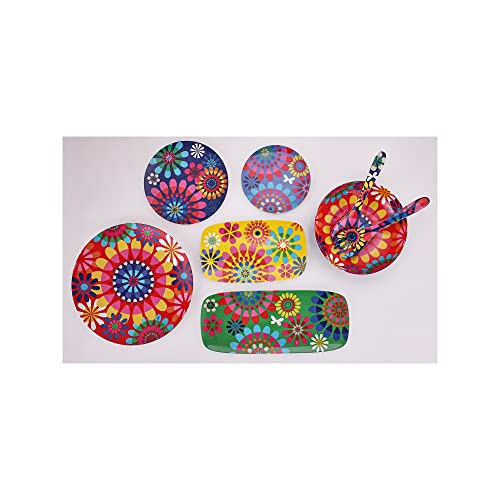 French Bull 15" Round Platter - Melamine Platters and Serving Ware - Plate, Dish, Serving, Collection - Festival - color: Festival, size: 15" Round Platter