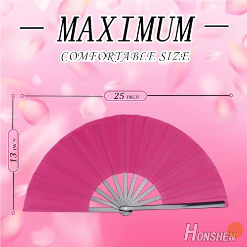 Rose Red Folding Fan Performance Fan Nylon-Cloth Clap Fans 13 inch (Rose Red) - color: Rose Red