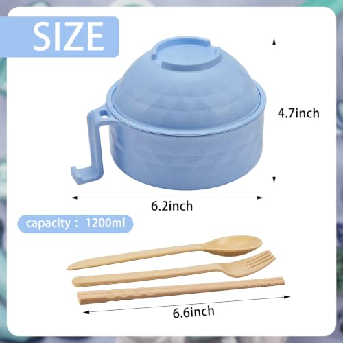 2 Sets 40 oz Microwave Ramen Bowl with Handles, Pink, Light Blue - color: Pink,Light Blue