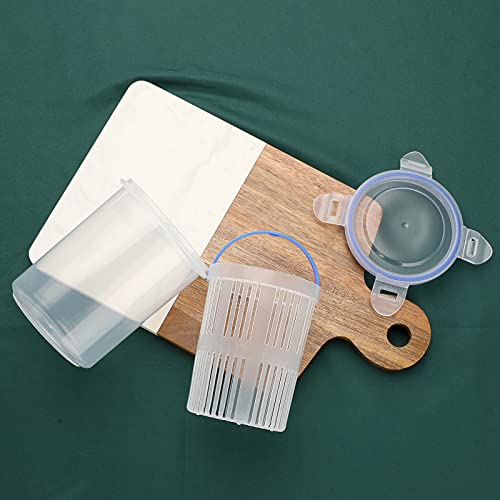 JUXYES Transparent Plastic Pickle Storage Jar with Strainer and Lock Lid