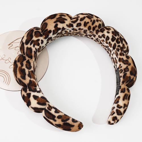 Ayesha Spa Headband for Washing Face Makeup Skincare Soft Sponge Hair band - color: leopard