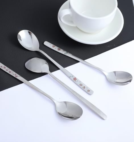 4 Pcs Korean Spoons, Korean Soup Spoon, 8 Inch