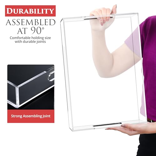 Acrylic Tray 14x11 with Cut Handles - Spill Proof Decorative Tray is an Ideal Countertop Organizer for Living Rooms, Ottoman Coffee Tables, Offices, Kitchens & Serving Guests - color: Transparent, size: 14" x 11" x 2"