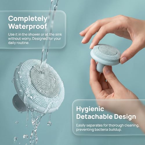 Mushroom Silicone Facial Cleansing Brush, Double-Sided Manual Face Scrubber for Deep Cleansing,Light Gray - color: Light Gray