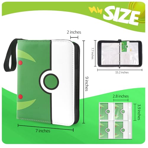 Collectible Trading Card Binder, 400 Pockets Card Holder with 50 Removable Sleeves, Portable Collection Binder Album Book Case Storage, Zipper Card Protective Sleeves for TCG, Sports Card - color: Nest Cyan