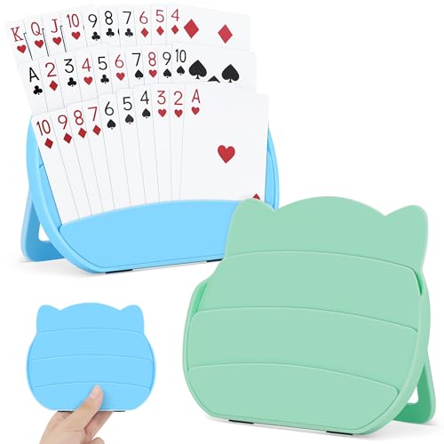 Card Holders for Playing Cards, 2 Pack Playing Card Holder (Blue & Green) - color: Blue & Green