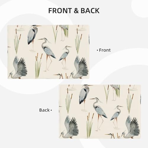 Grey Heron Blue Birds Floral Placemats Set of 6 12x18 Inch - color: Beige Blue, size: Set of 6