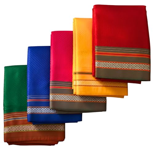 LOVENSPIRE Unstitched Khun Pattern Blouse Pieces for Women Saree, Pooja, Housewarming & Indian Return Gifts Pack of 5 - color: Assorted Khun Pattern, size: Pack of 5