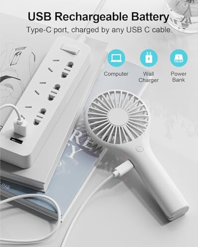 TriPole Portable Handheld Fan Mini Rechargeable Battery Eyelash Fan, White - color: White(3 Speed)