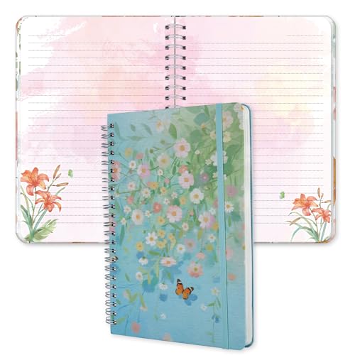 SIIXU Floral Decorated Notebook A5, Unique Colorful Flower Design Journal for Women with Patterned Inner Pages for Writing, Small, Lined - color: Flower