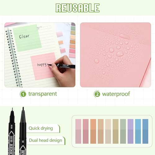 Jutom 39 Pcs Aesthetic Book Annotation Kit,Green,Kawaii Style - color: Green, style: Kawaii Style
