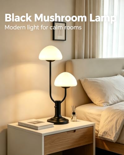 Lightdot Mushroom Table Lamp for Bedroom Dimmable Cute Black Desk Lamp - color: 09-Black-Mushroom-2U
