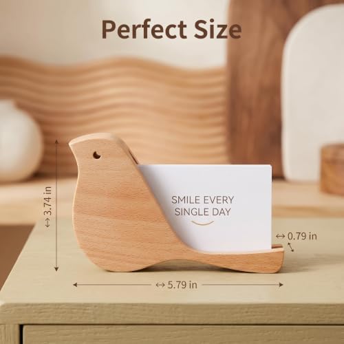 Wood Bird Shape Business Card Holder for Desk,Wooden Name Card Holder - color: Beech Wood Bird Shape