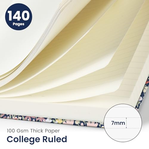 Taja Spiral Lined Journal for Women, Pretty Hardcover Journal Notebook, A5 - color: H-Petite Blooms