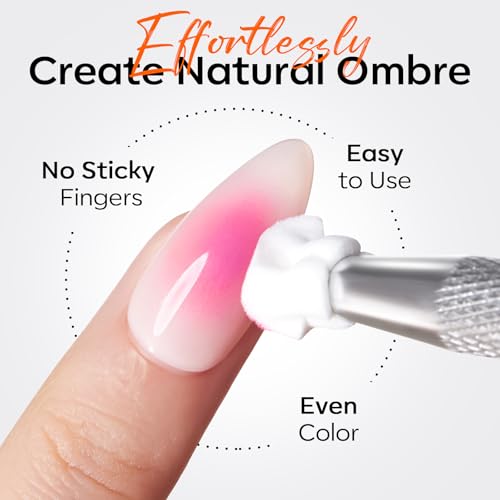 Modelones 150pcs Nail Sponges for Ombre with Grabbing Pen - color: White
