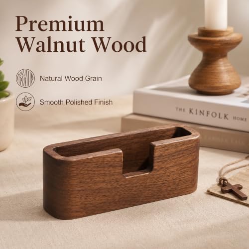 Walnut Wood Business Card Holder for Desk,Wooden Name Card Holder - color: Walnut Oblong