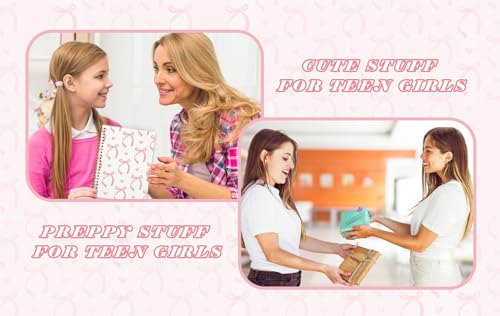 QUICQOD Cute Pink Bow Spiral Notebook Journal for Teen Girls, 5.5x8.3 Inch - color: Pink1