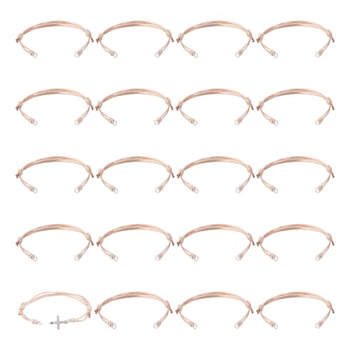 20Pcs Adjustable Braided Cords Bracelets Waxed Braided Thread Bracelets Handmade Half Finished Friendship Bracelet for DIY Women Jewelry Making Supplies (Burlywood) - color: Burlywood, size: 235mm