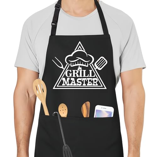 Grill Master Funny Aprons for Men with 2 Pockets, Cooking Apron for Dad, Gag Gifts for Men, Adjustable BBQ Grilling Apron for Husband, Chef Kitchen Gifts for Birthday & Father’s Day - A13 - color: Grill Master 2