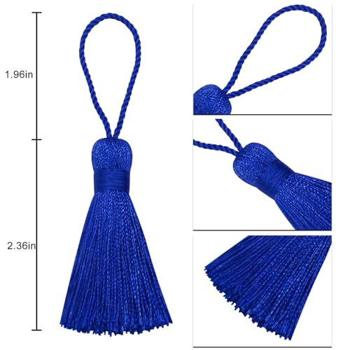 20Pcs 4.3 Inch Silky Mini Craft Tassels for Earrings, Souvenir(Navy Blue) - color: Navy Blue