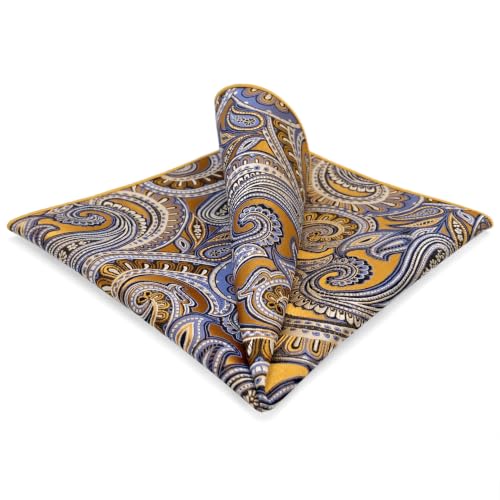 S&W SHLAX&WING Mens Pocket Square Paisley Multicolor Large for Business Wedding - color: Kkh6