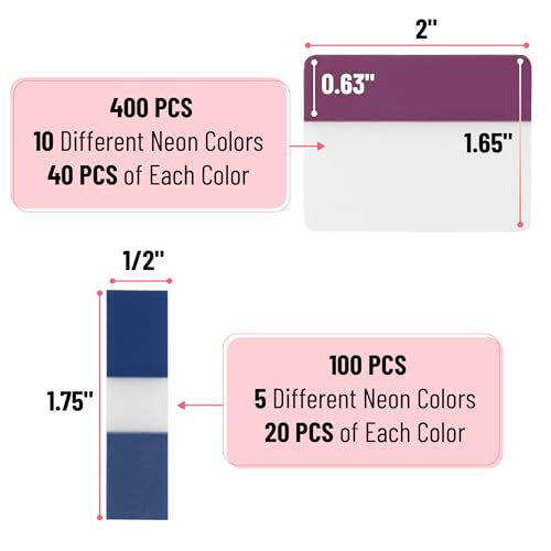 Mr. Pen- Sticky Index Tabs, 500 Pcs, 21 Sets, Colorful - color: Space
