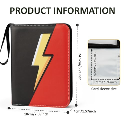 Card Binder 4 Pocket, 50 Removable Sleeves Holds 400 Double-Sided Cards, PU Premium 3-Ring Zipper Trading Card Album for Game Card & Sports Cards, Gift for Boys Girls（Black&Red） - color: Black & Red