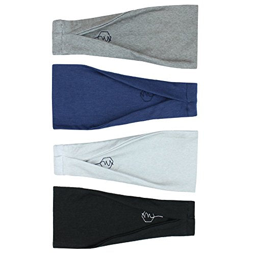 Maven Thread 4" Wide Workout Headbands for Women (4 Pack) – Non-Slip Sweatbands for Gym, Running & Yoga - color: Basics