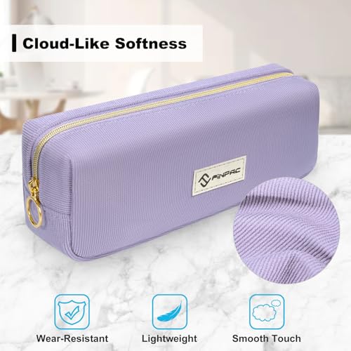 FINPAC Pencil Case, Corduroy Aesthetic Makeup Bag - color: Purple