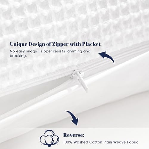PHF Cotton Waffle Body Pillowcase with Zipper 20" x 54", White, No Insert - color: White, size: 54" X 20" (Pack of 1)