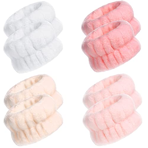 Chuangdi 4 Pairs Wrist Bands for Washing Face Microfiber,Pretty Colors - color: Pretty Colors