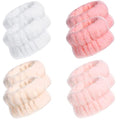 Chuangdi 4 Pairs Wrist Bands for Washing Face Microfiber,Pretty Colors - color: Pretty Colors