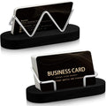 Amyhill 2 Pcs Wood Business Card Holders Display for Desk, Black - color: Black