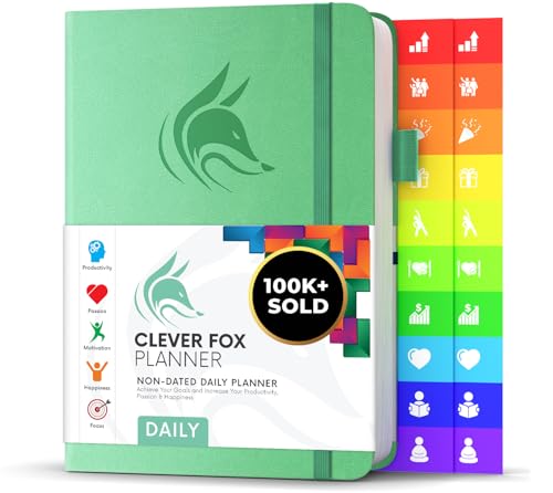 Clever Fox Daily Planner, Undated Professional & College Day, Mint - color: Mint (Undated)