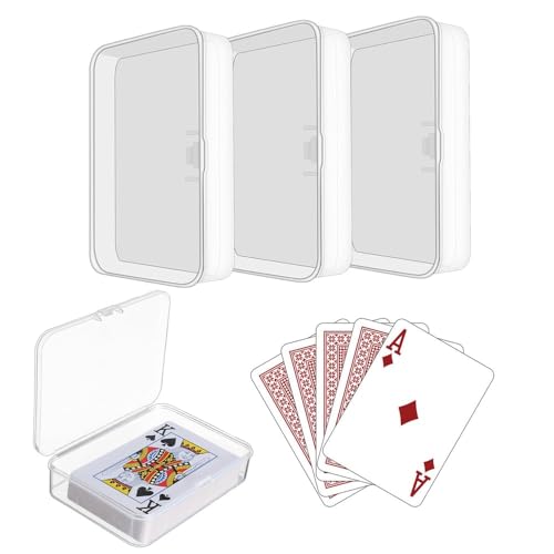 4 Pcs Playing Card Cases, Clear Plastic Card Deck Box, Plastic Trading Card Storage Box for Game Card,Bank Cards,Base Ball Trading Cards, Business Cards