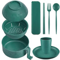 6 Pcs Microwave Ramen Cooker Set 40oz Bowl, Dark Green - color: Dark Green