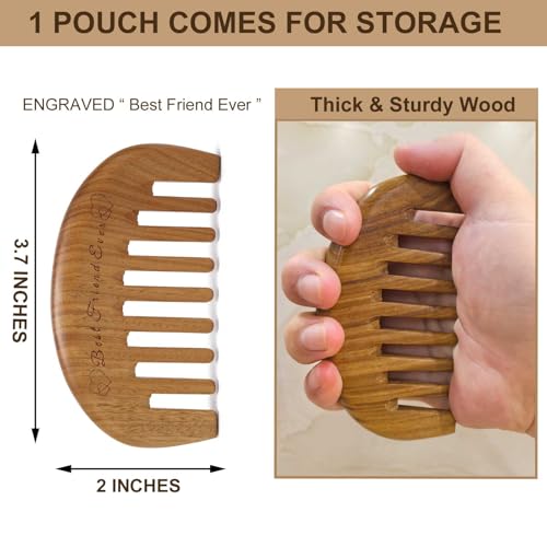 Wooden Comb, Wide Tooth Comb for Scalp Massage & Distribute Oils - style: Best Friend Ever