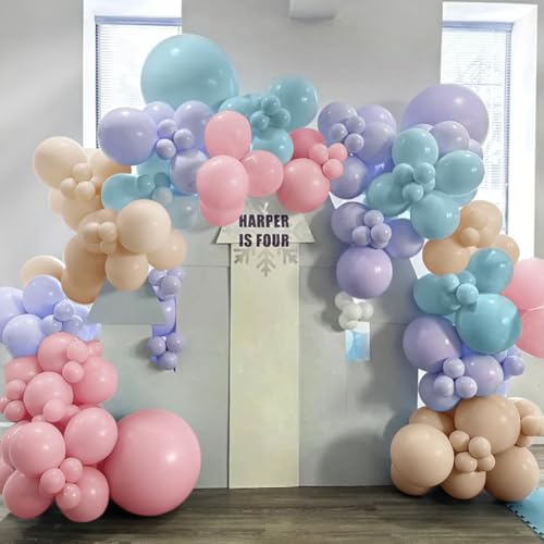 Pastel Pink Purple Blue Balloon Garland Arch Kit (166 PCS) - color: Blue-pink-purple