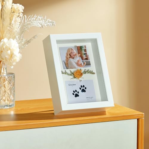5x7 Small Shadow Box Picture Frame with Real Glass and Linen Back - color: White + Thickened Panel + Foam Packaging, size: 5x7