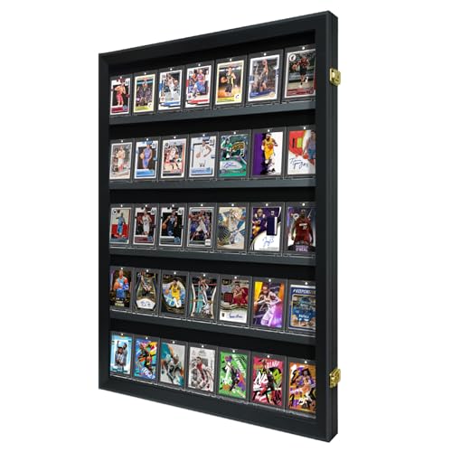 35-Card Sports Card Display Case for Graded Cards, Lockable - size: 35 Cards