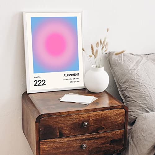 Aura Angel Numbers Poster, Colorful Gradient Posters for Room Aesthetic, Minimalist Inspirational Quotes Canvas Wall Art Paintings, Abstract Y2k Style Bedroom Wall Art for Girl's Room, Dorm - color: An