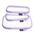 YQBRAO 3-Piece Clear Hard Shell Zipper Case Set, 1M 2S, Purple - color: Purple, size: MSS