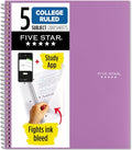 Five Star Spiral Notebook + Study App, 5 Subject, College Ruled Paper, 8-1/2" x 11", 200 Sheets, Fights Ink Bleed, Water Resistant Cover, Amethyst Purple (38748), 1 Count (Pack of 6) - color: Purple, size: 1 Count (Pack of 6)
