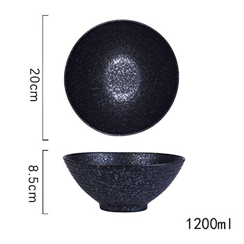 Ceramic Ramen Bowl Set of 4, 8'' Retro Soup Bowl with Floral & Fish Design - color: SZ