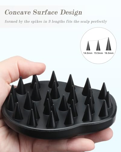 FREATECH 100% Silicone Hair Scalp Massager Shampoo Brush for Scalp Care and Hair Growth, Waterproof Shower Hair Scrubber Scalp Exfoliator for Dandruff and Buildup, Sturdy and Hygienic, Black