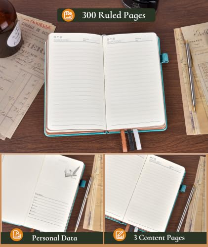 Small Journal Notebook 3.7"x6.8", 300 Page Lined Paper Pocket Size Notebook - color: Blue, size: A6 (3.7in x 6.8in)